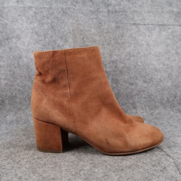 Halogen Shoes Womens 6.5 Ankle Boots Fashion Leather Block Heel Bootie Round Toe - Picture 1 of 12
